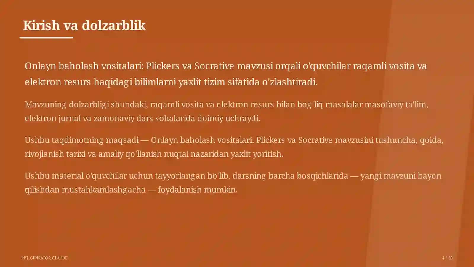 Dars rejasi 4
