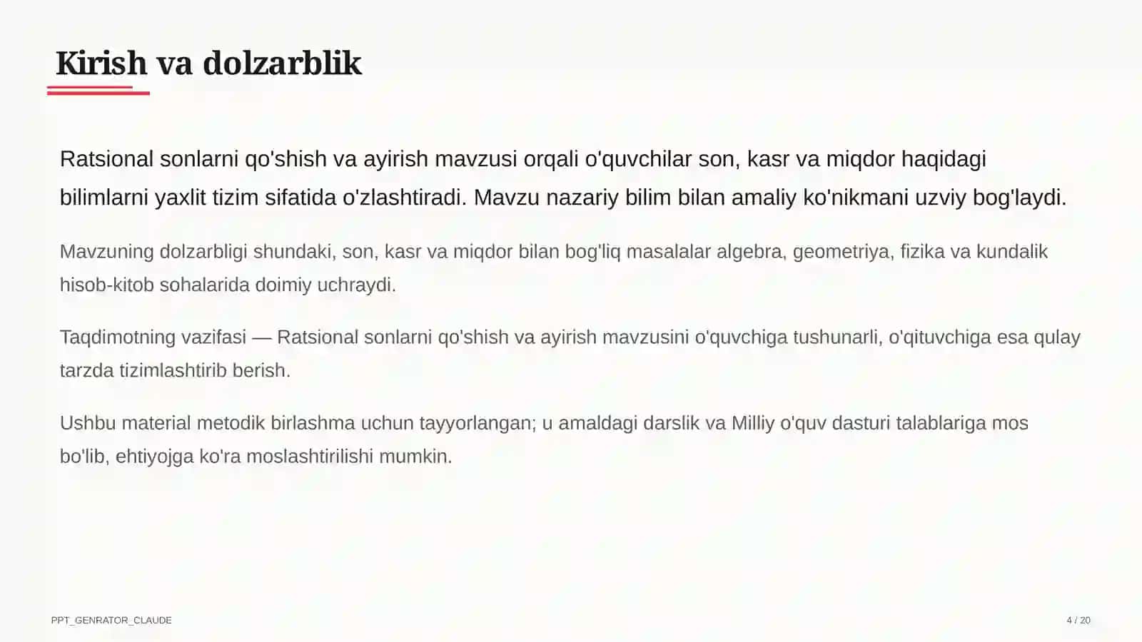 Ratsional sonlarni qo'shish va ayirish (6-sinf) 4
