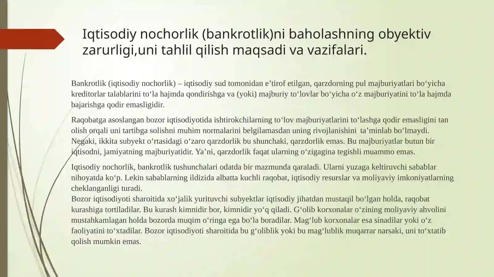 Korxonalarning iqtisodiy nochorligi (bankrotlik) 4