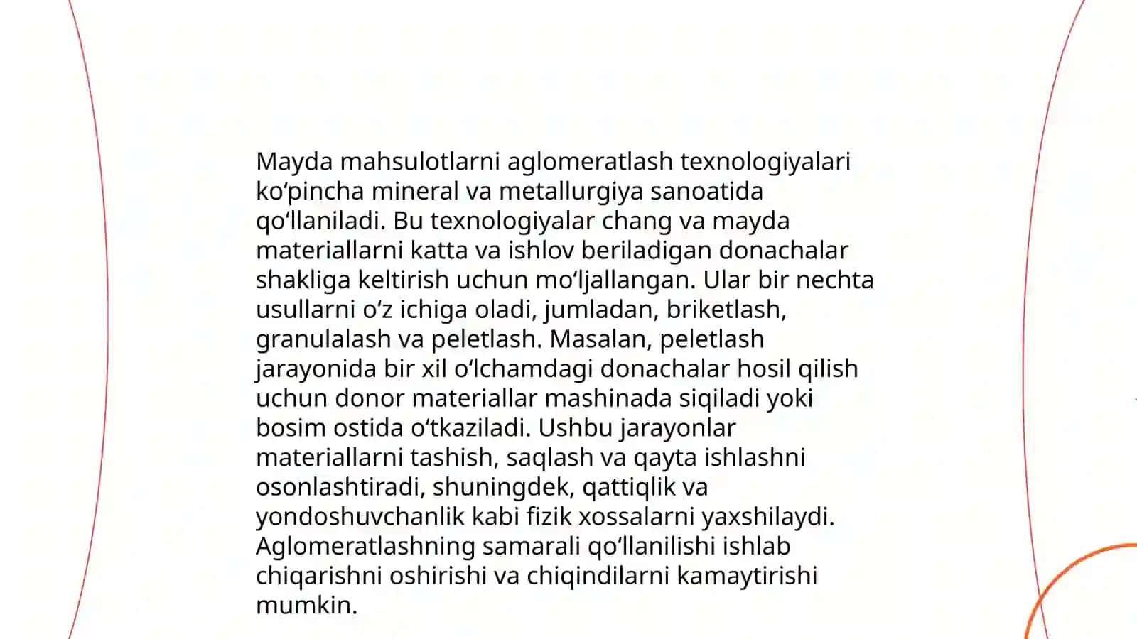 Metallurgiyada mayda mahsulotlarni yiriklashtirish. Aglomeratsiya 4