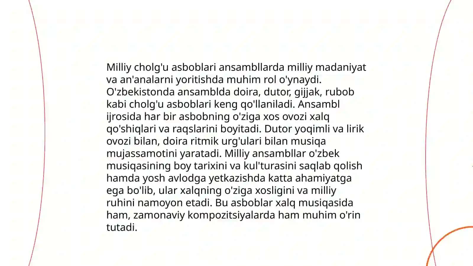 Ansambl sinifi fanida milliy cholg'u asboblarining tutgan o'rni 4
