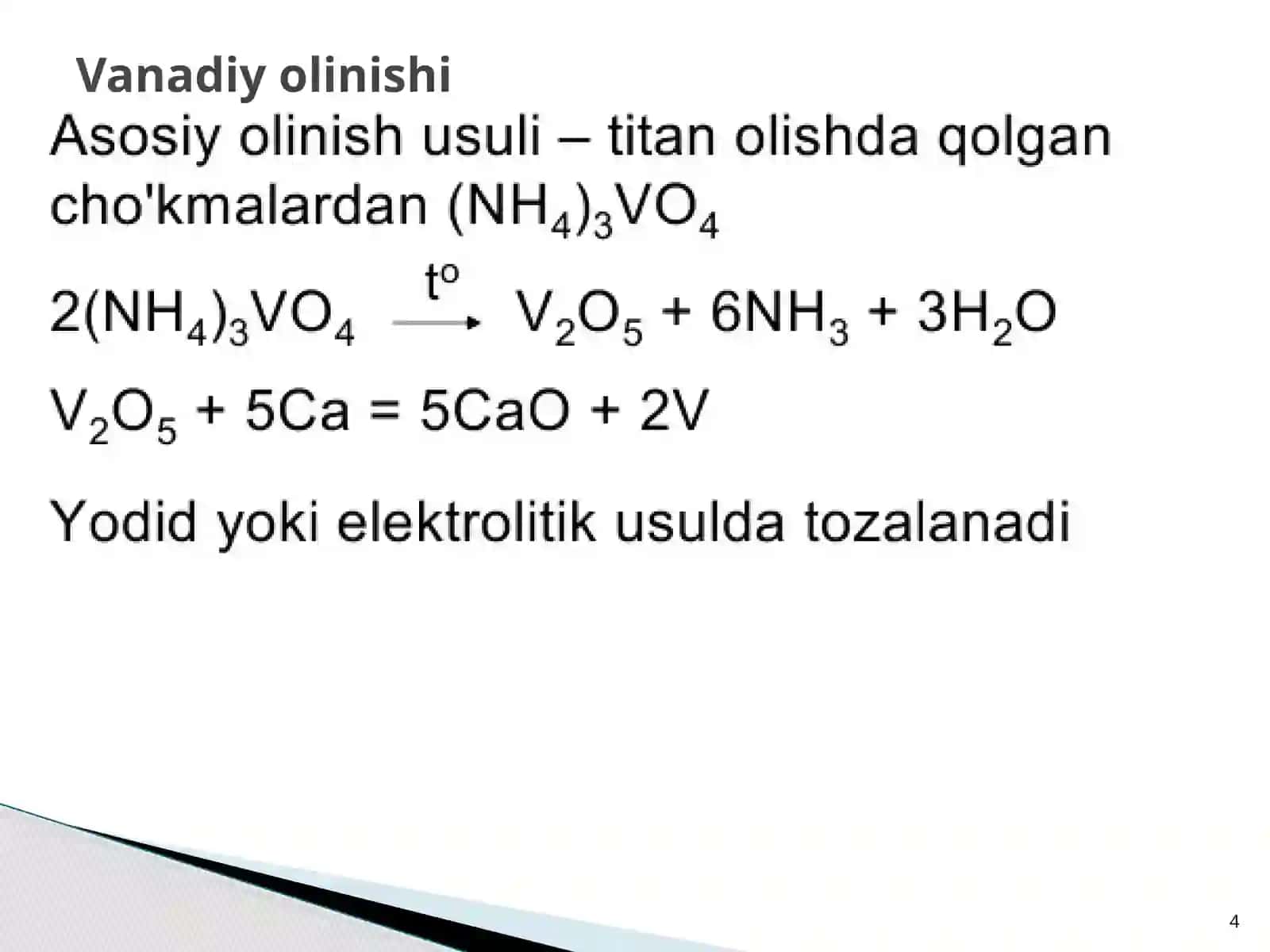 Davriy sistemaning  VB guruh elementlari 4