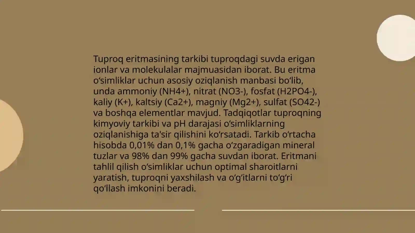 Tuproq mineral elementlari manbai. Tuproq eritmasi, uning tarkibi va mineral elementlarning yutilish mexanizmi 4