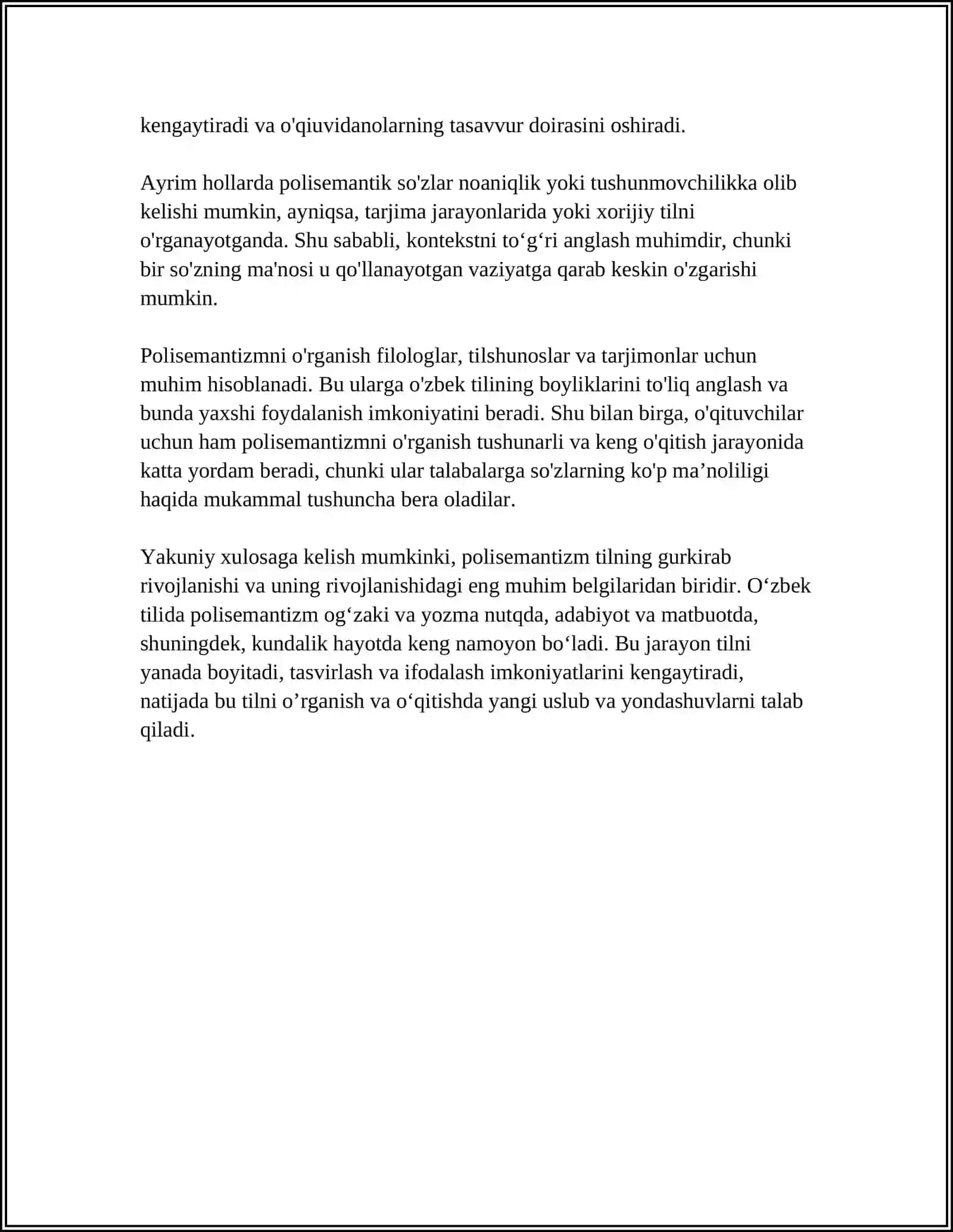 POLISEMANTIK SOʻZLAR LUGʻATINI SHAKLLANTIRISH 4