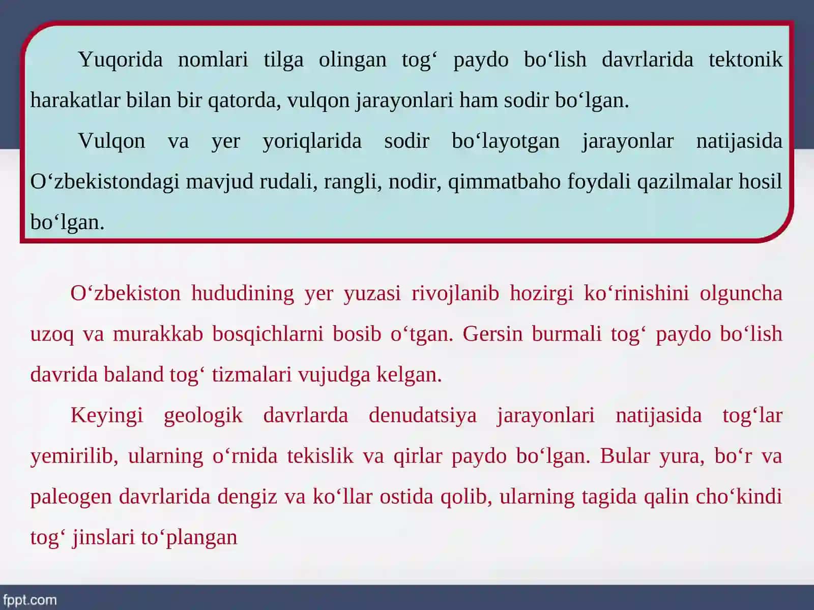 O'zbekistonning geologik tuzilishi va yer yuzasining taraqqiyoti 4