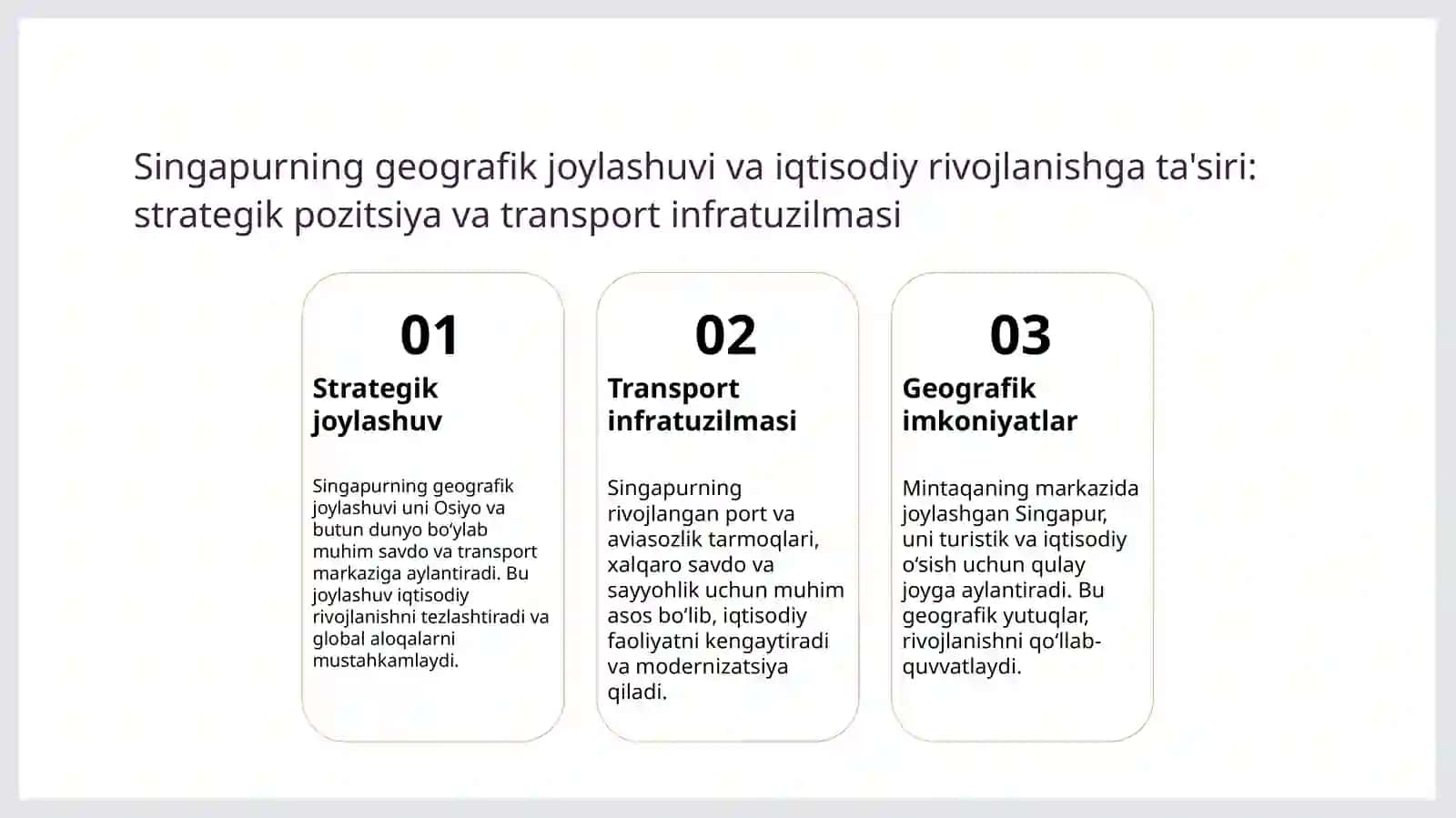 Singapurning iqsodiy geografik turistik tavsifi 4