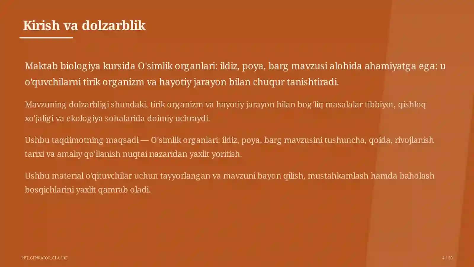 O'simlik organlari: ildiz, poya, barg (5-sinf) 4