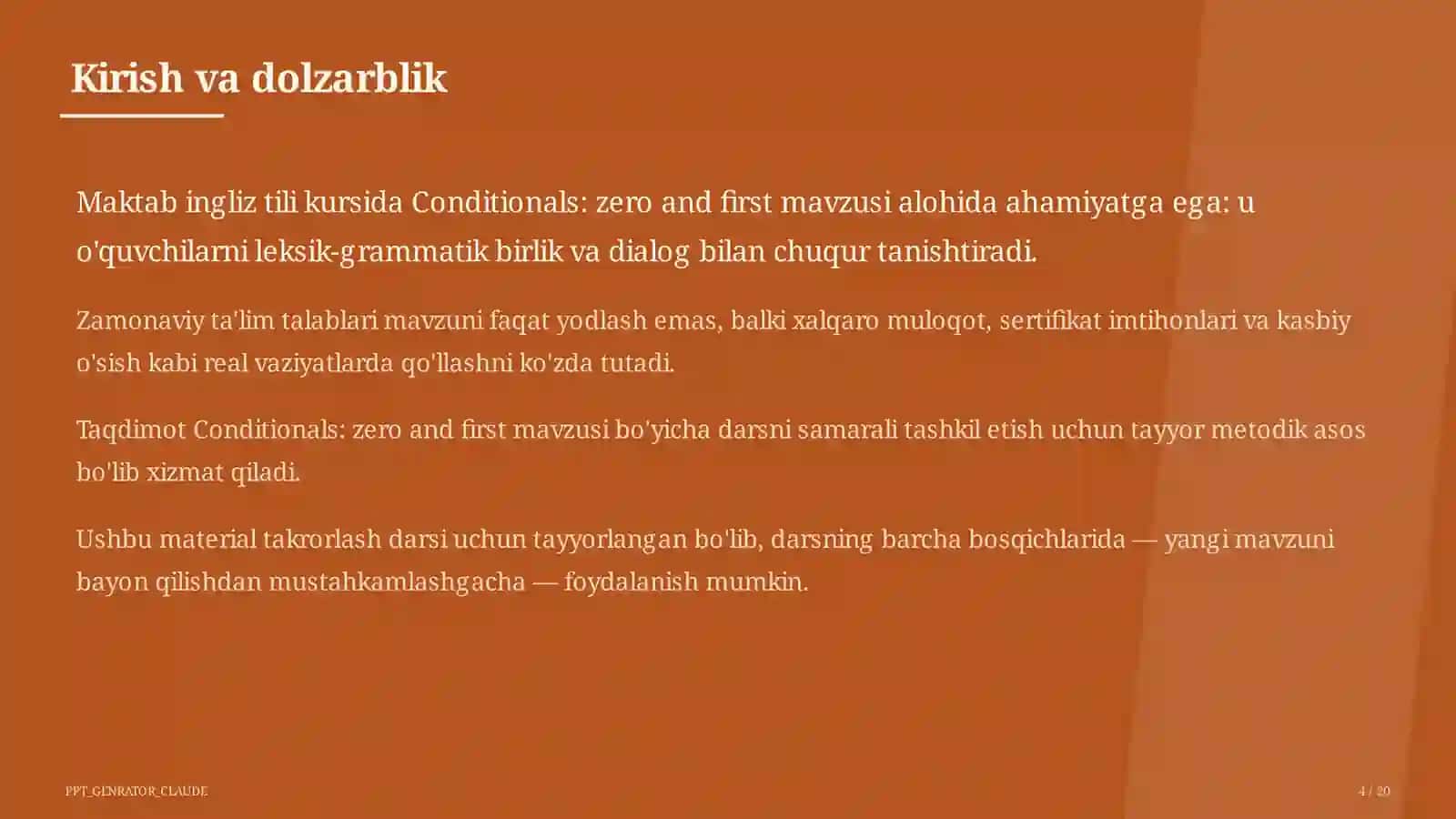 Conditionals: zero and first (8-sinf) 4