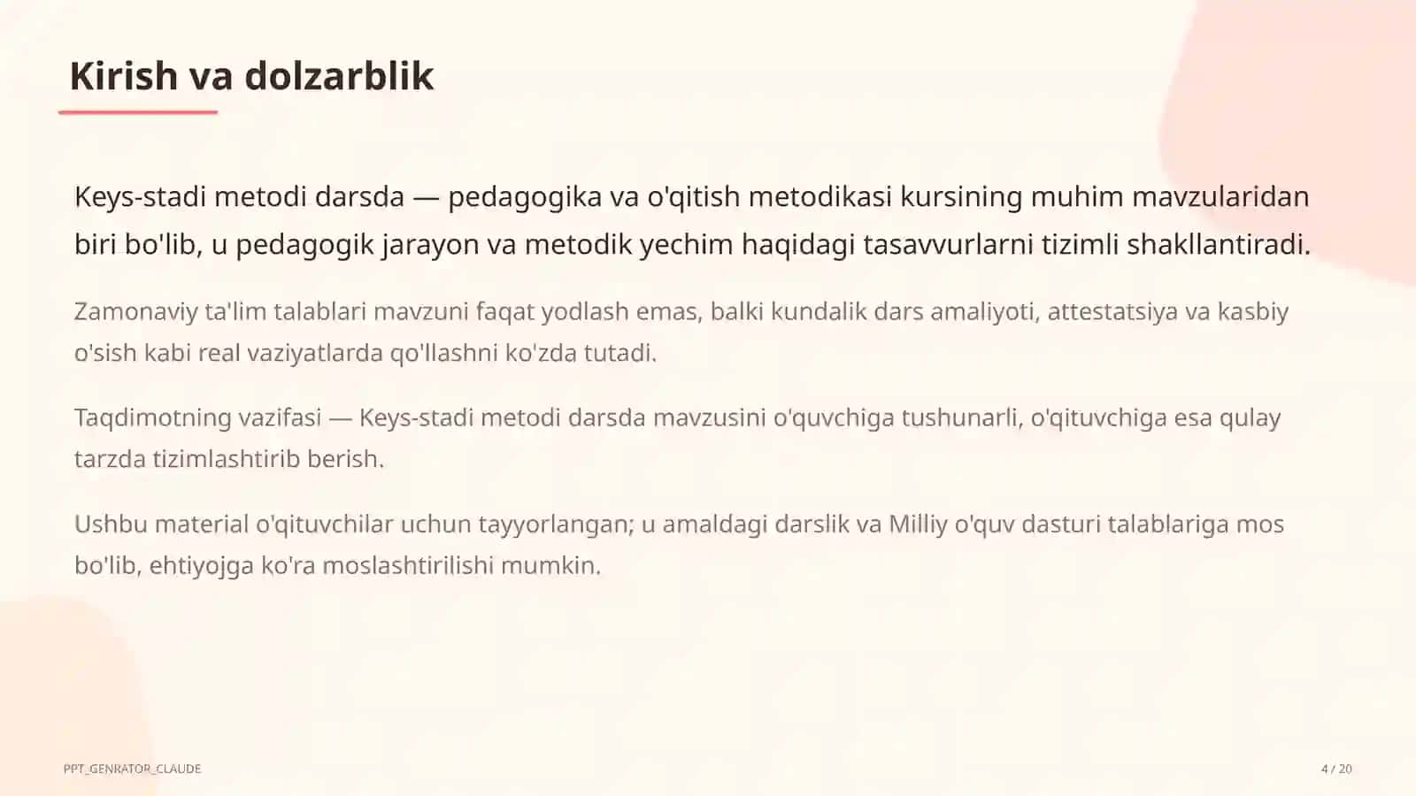Keys-stadi metodi darsda 4