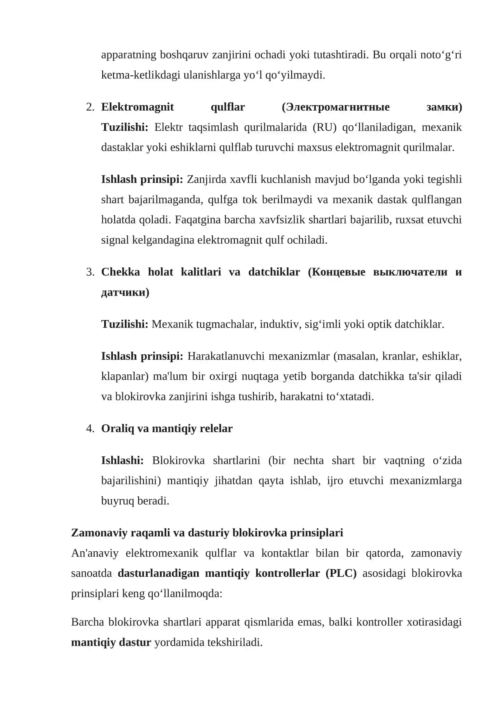 mustaqil ish Blokirovka sxemalarini ishlab chiqish va ularning texnologik jarayonlardagi o‘rni 4