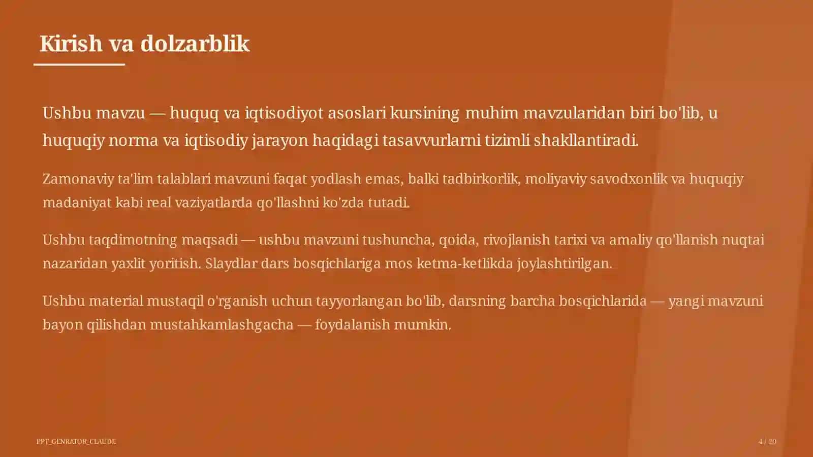 O'zbekiston Respublikasi Konstitutsiyasi: asosiy tamoyillar (9-sinf) 4