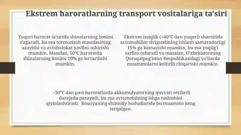 Ekstremal iqlim sharoitida transport vositalarini boshqarishning xususiyatlari 4