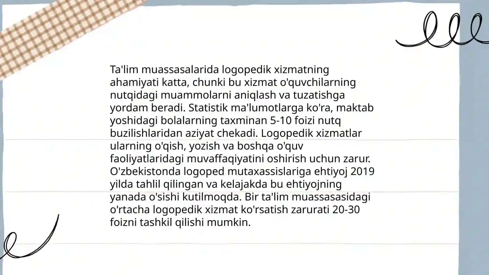 Taʼlim muassasalarida nutq buzilishi boʻlgan bolalarni logopedik qoʻllab quvvatlash ishlari 4
