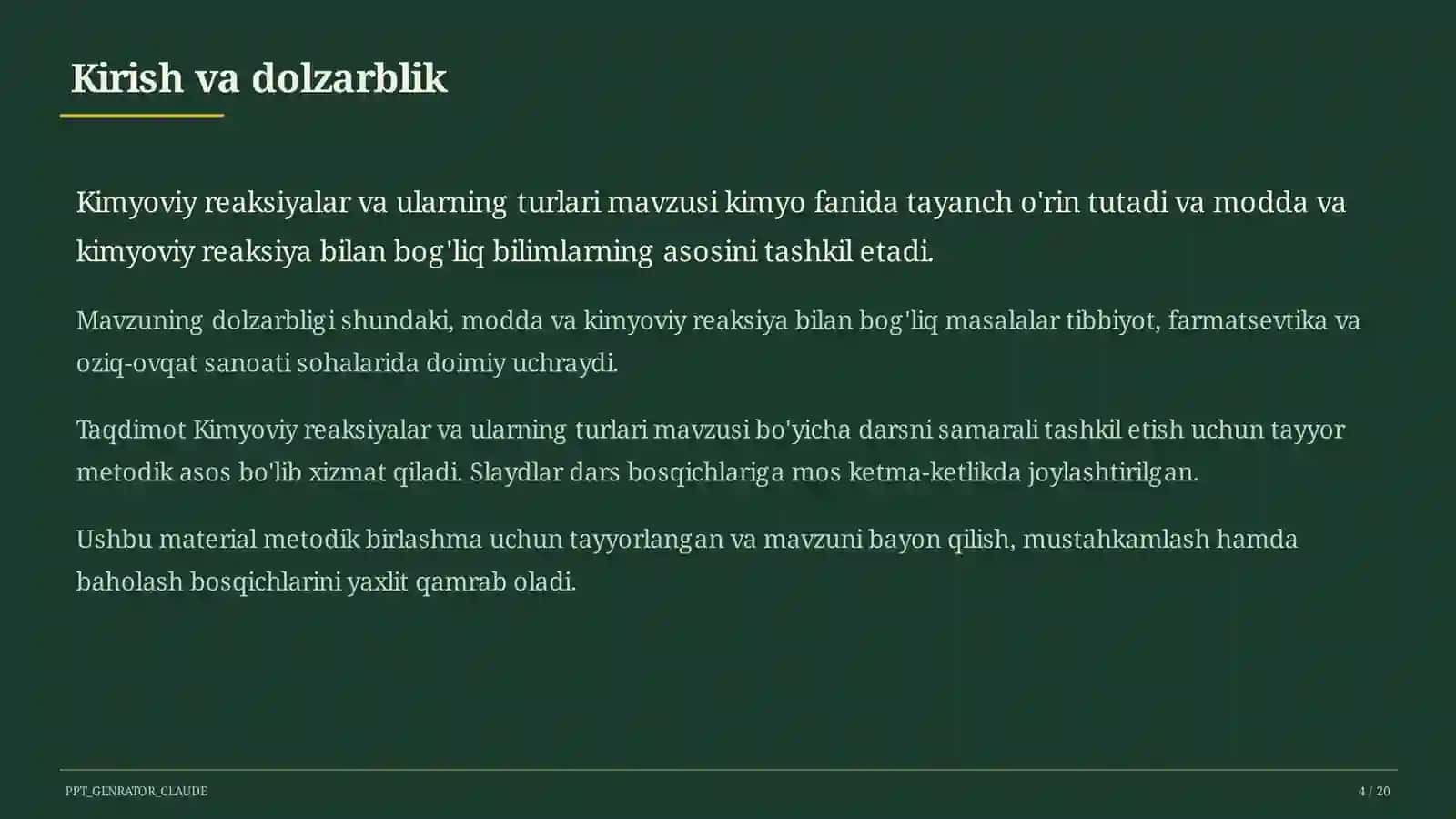Kimyoviy reaksiyalar va ularning turlari (7-sinf) 4