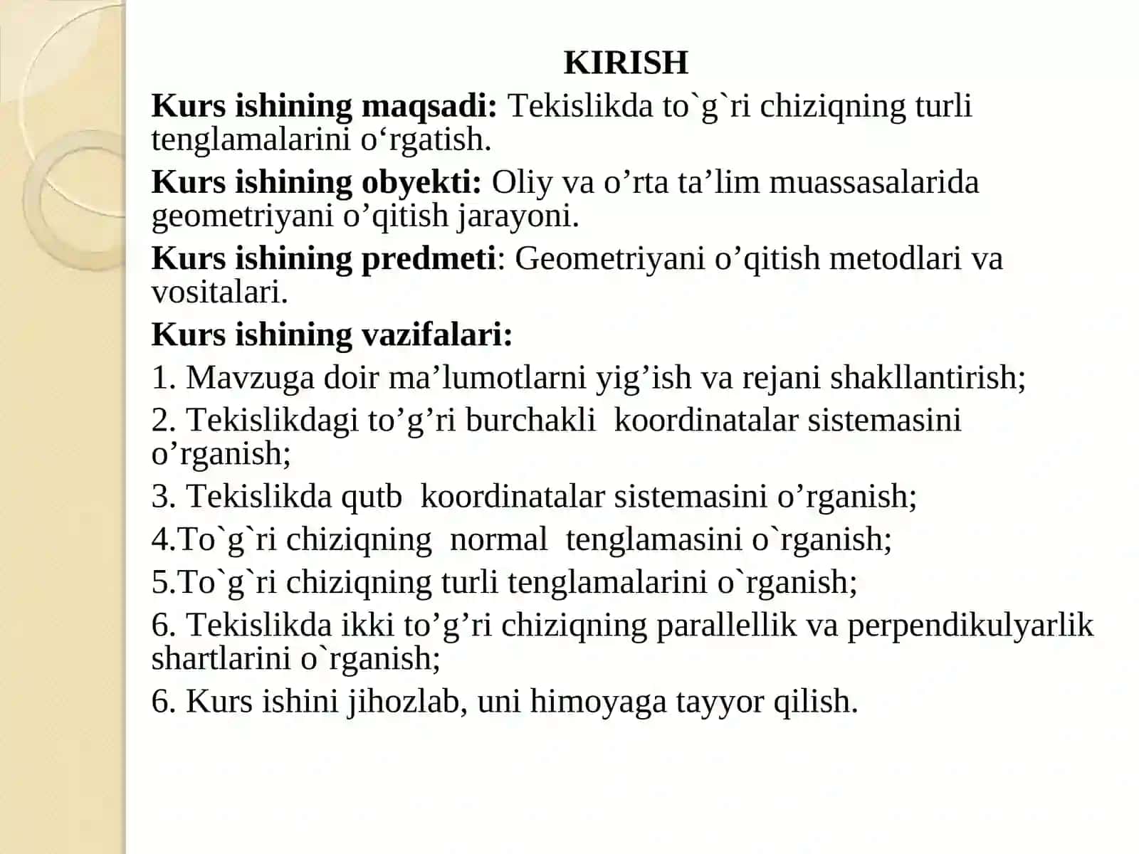 Tekislikda to’g’ri chiziqning turli tenglamalari 4
