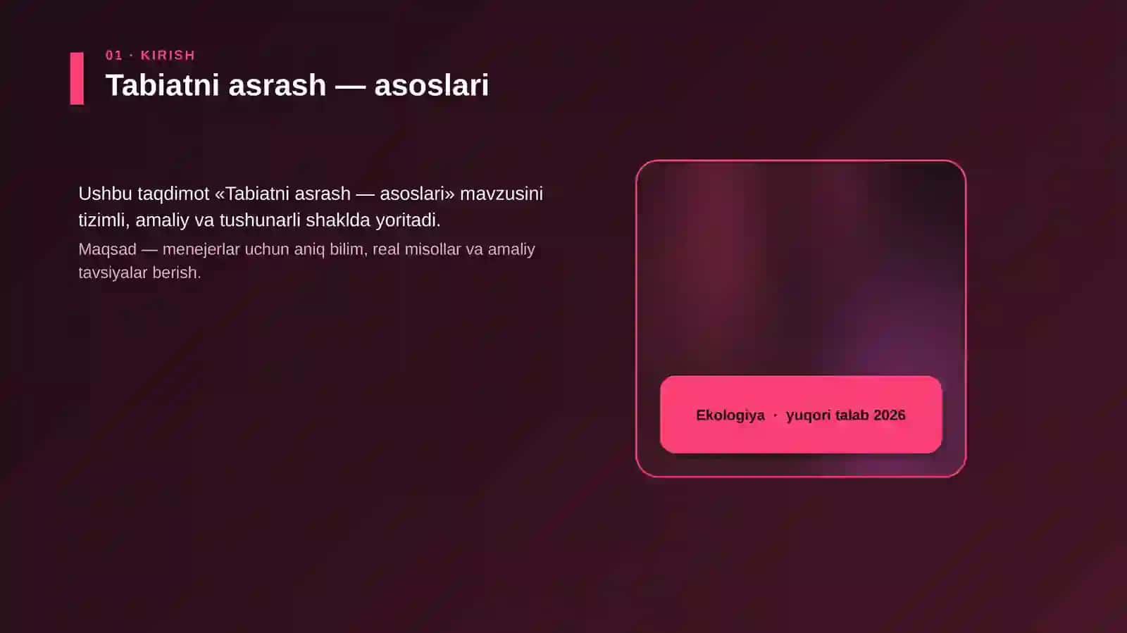 Tabiatni asrash — asoslari 4
