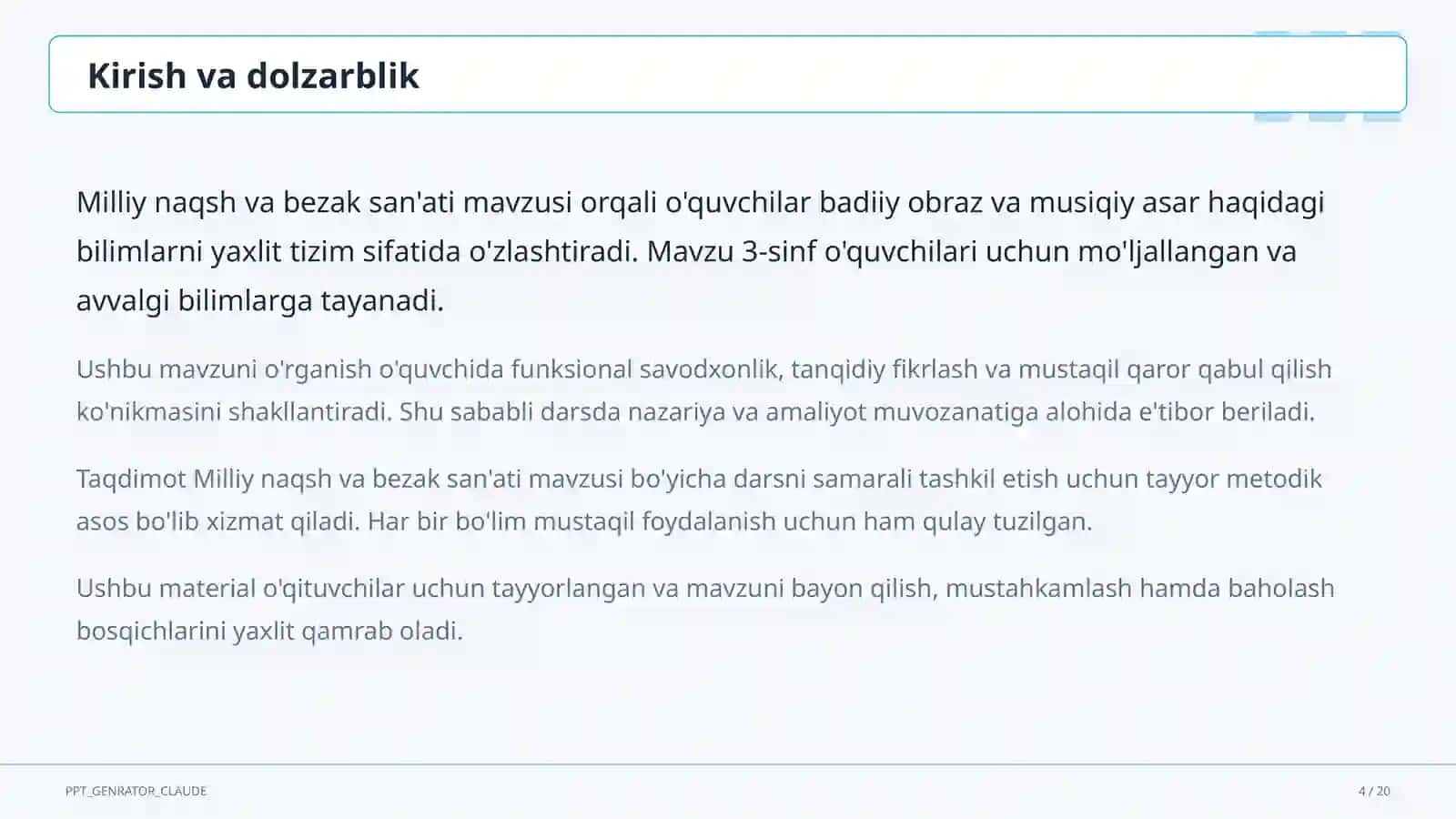 Milliy naqsh va bezak san'ati (3-sinf) 4