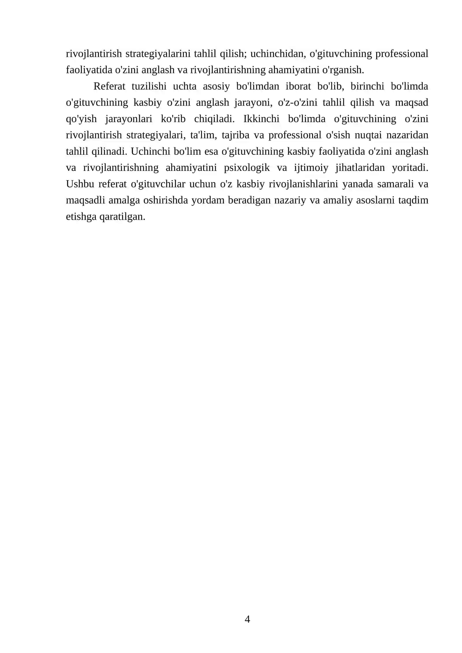 O'gituvchining kasbiy o'zini anglash va o'zini rivojlantirish strategiyalari 4