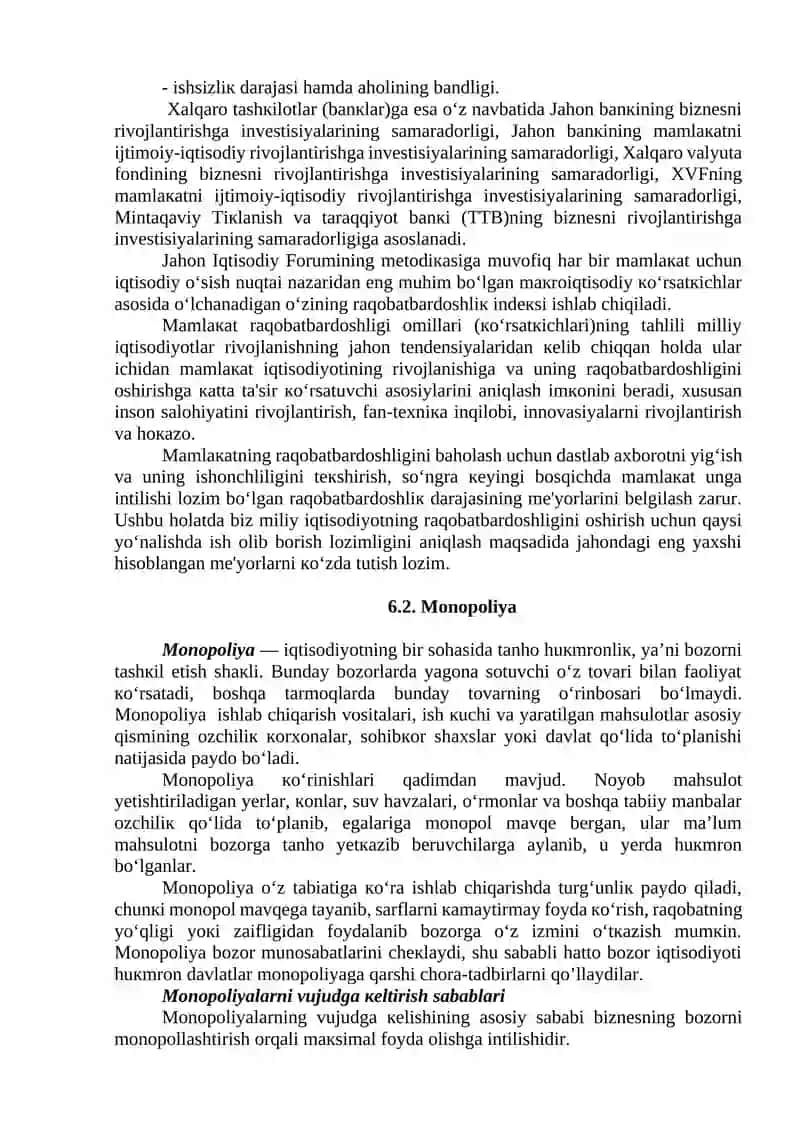 Iqtisodiyotda “monopolizm”ga qarshi siyosat va raqobatni rivojlantirish 4