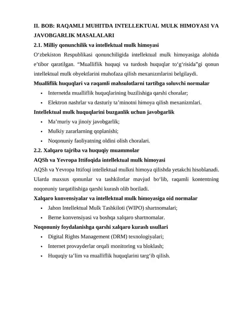 Raqamli muhitda intellektual mulkdan noqonuniy foydalanish uchun javobgarlik 4
