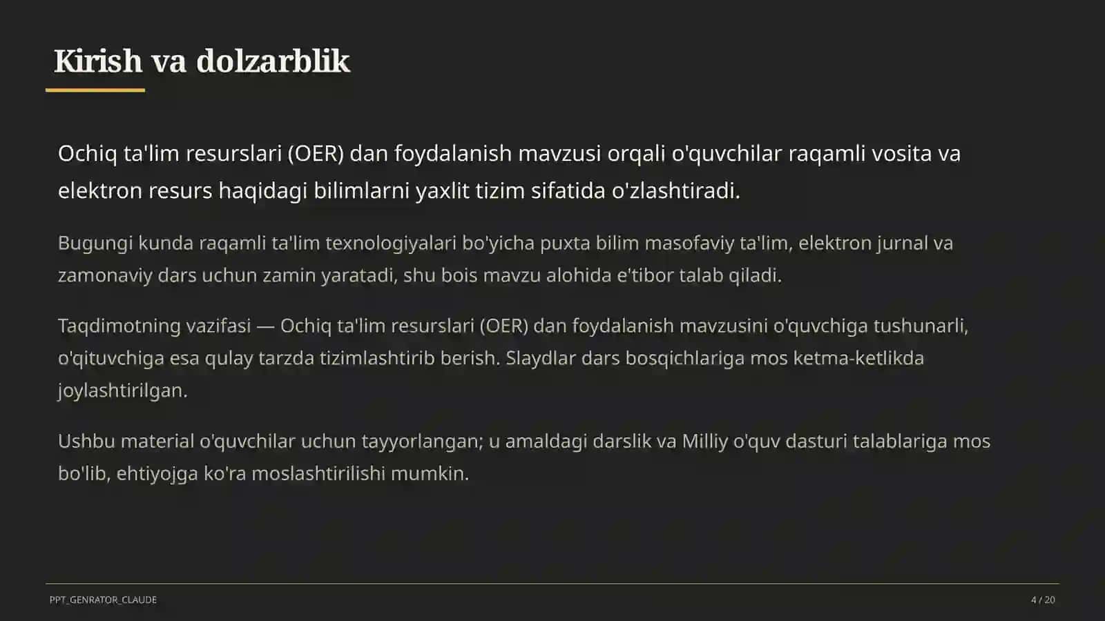 Ochiq ta'lim resurslari (OER) dan foydalanish 4