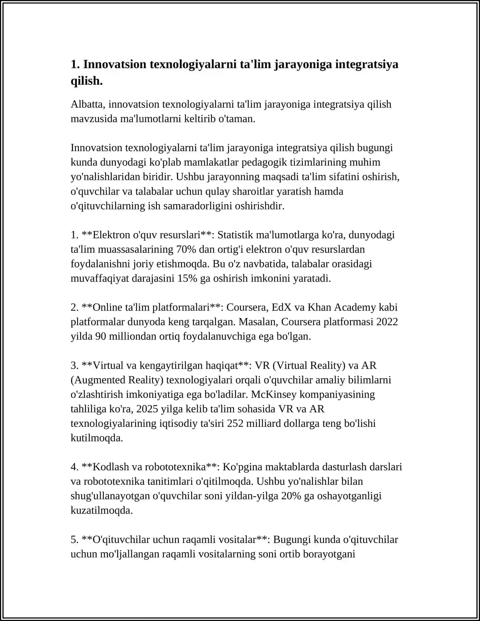 INNOVATSION TEXNOLOGIYALAR ASOSIDA TABIAT BILAN TANISHTIRISH MASHGʻULOTLARINI IJODIY TASHKIL ETISH BOʻYICHA REFERAT YOZISH 4