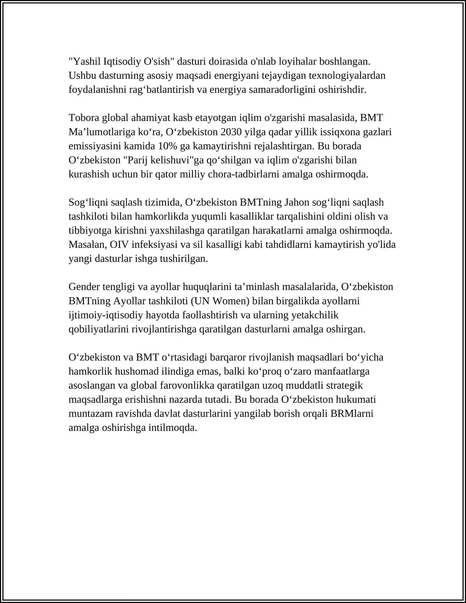 O'ZBEKISTON XALQARO TASHKILOTLAR BILAN HAMKORLIK ALOQALARI 4