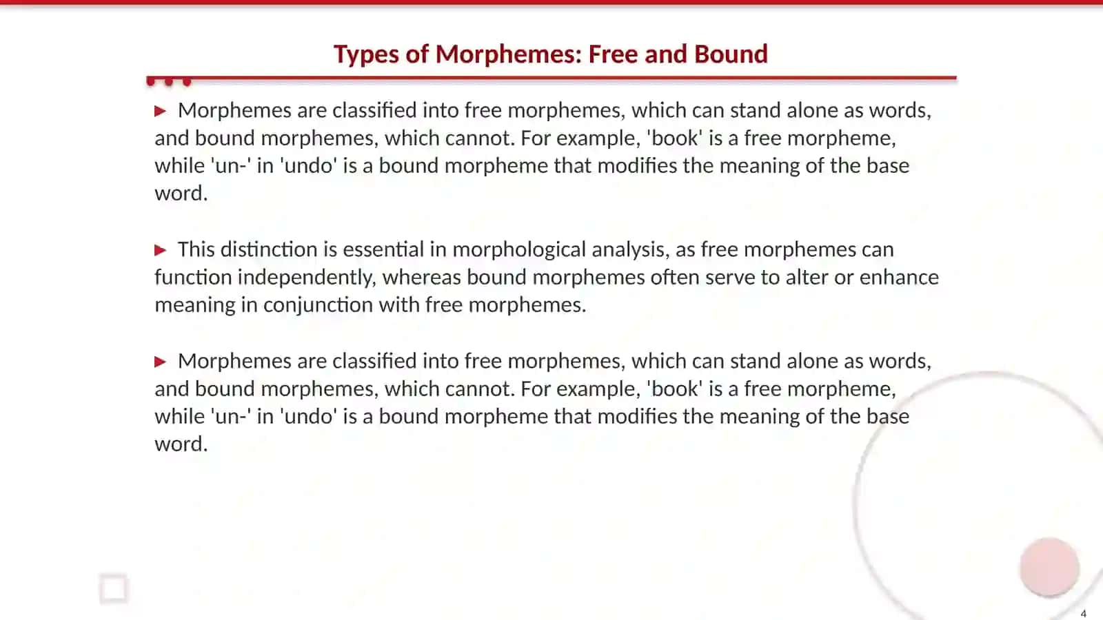 Morphemes and allomorphs 4