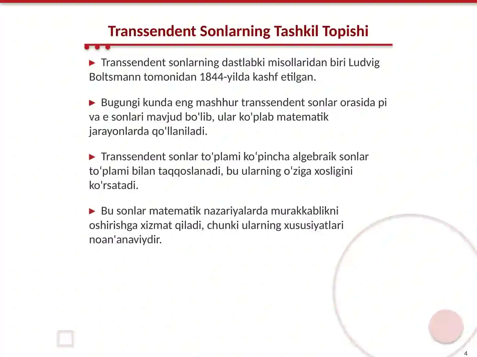 Transsendent Sonlar Toʻplamining Sanoqsizligi 4