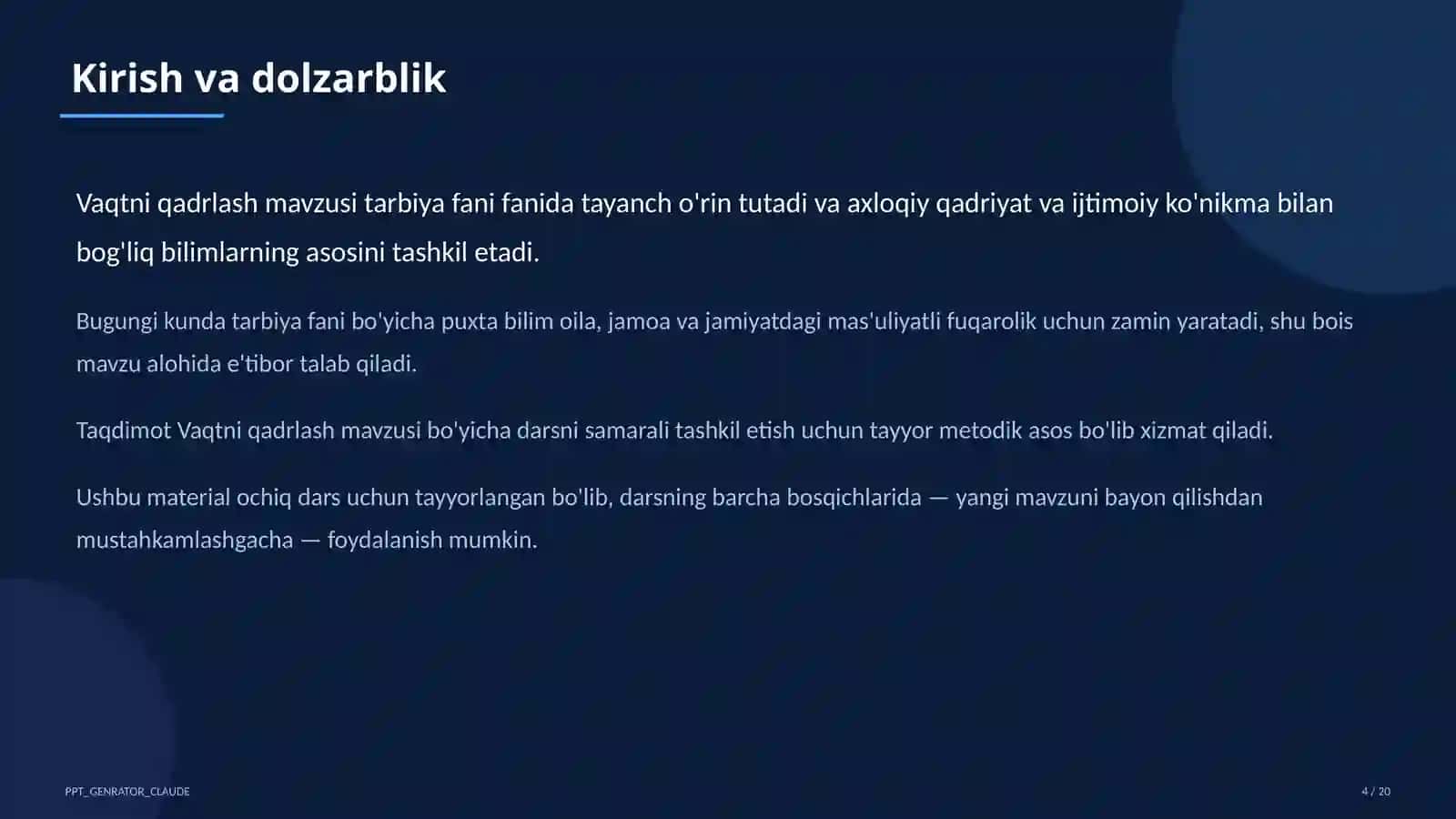 Vaqtni qadrlash (4-sinf) 4