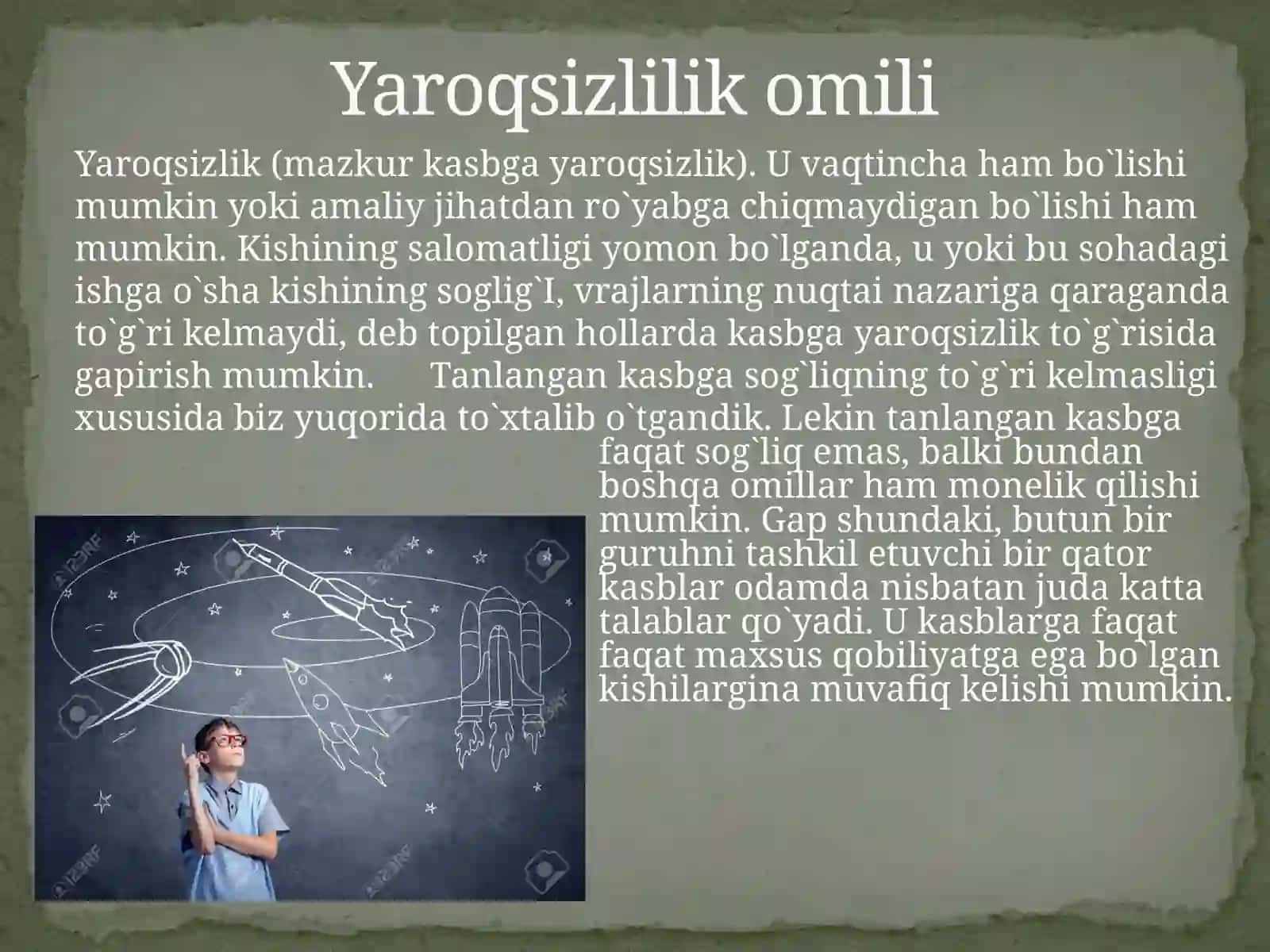 Kasbhunaregallash da inson salomatligiga qo’yilgan talablar 4