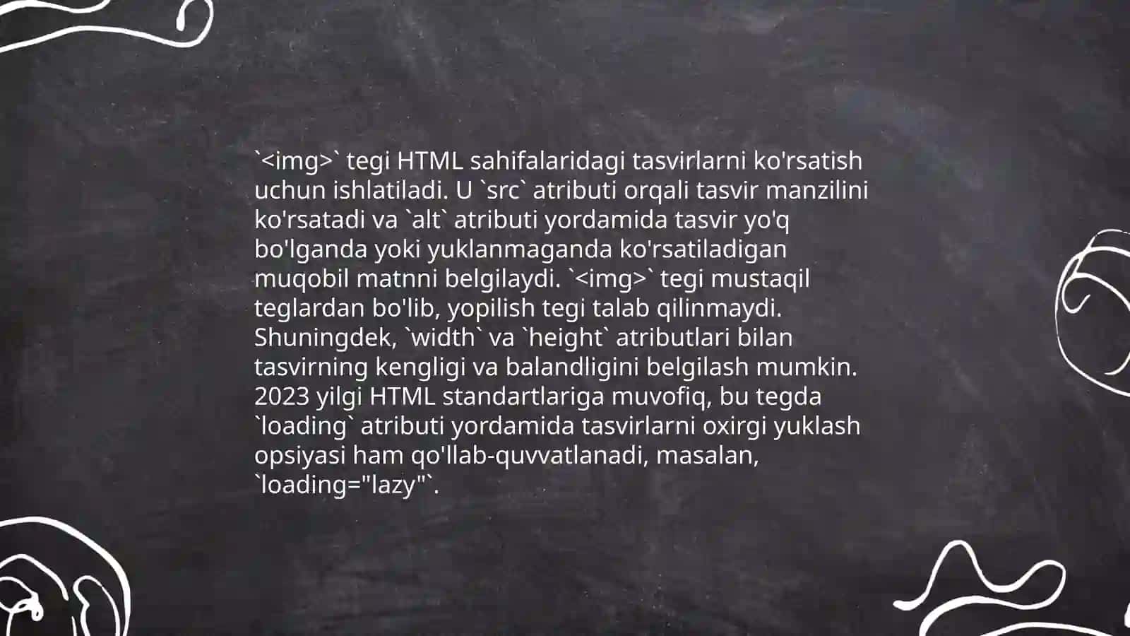 HTML tilida rasmlar hosil qilish teglari 4