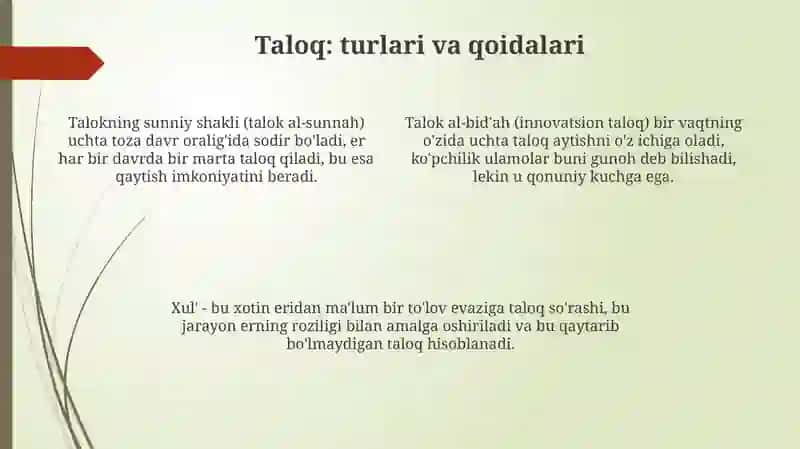 Nikoh va Talоq: Ta'riflar, Shartlar va Turlari 4