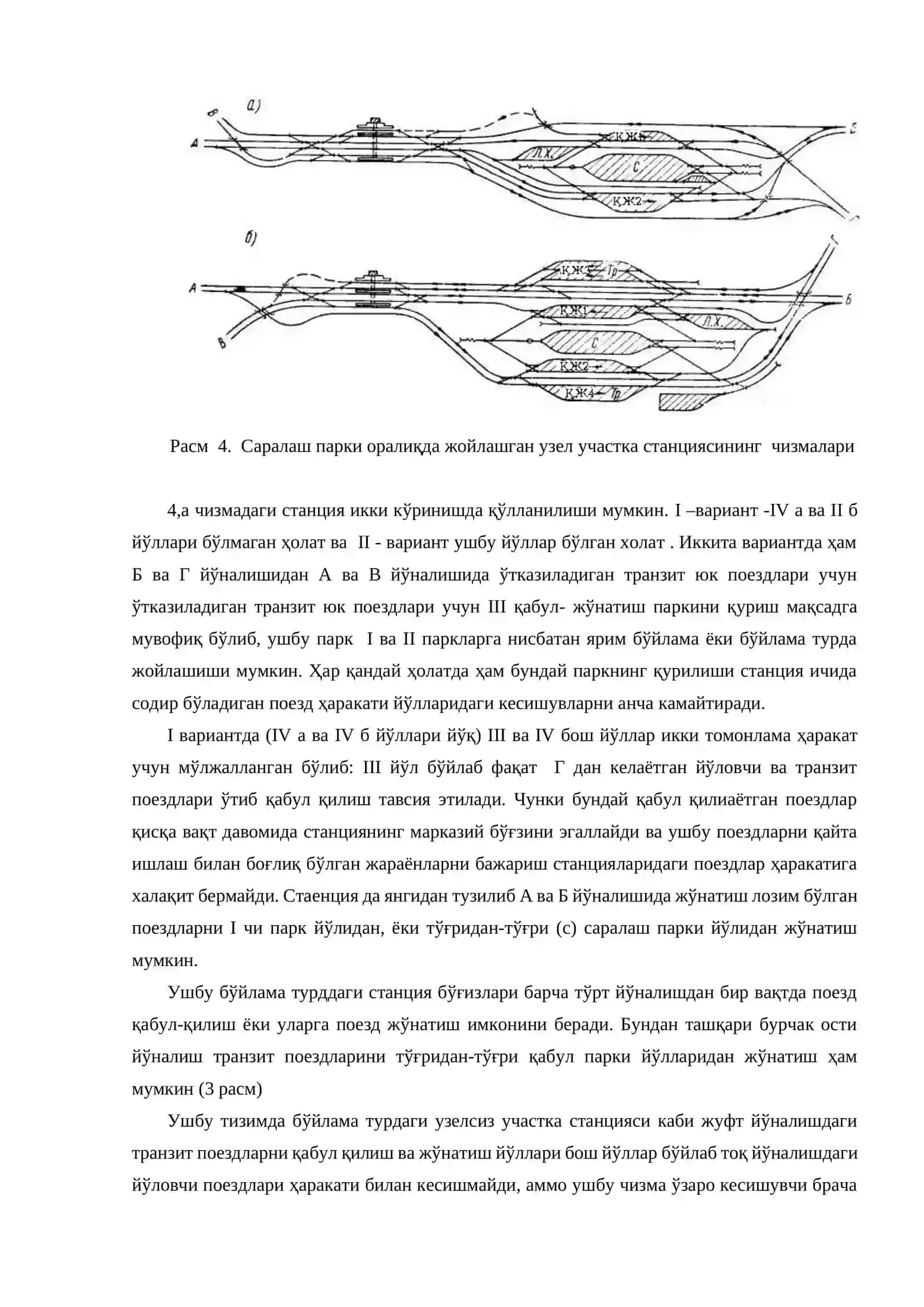 Бўйлама турдаги узелли участка бекат чизмаси 4