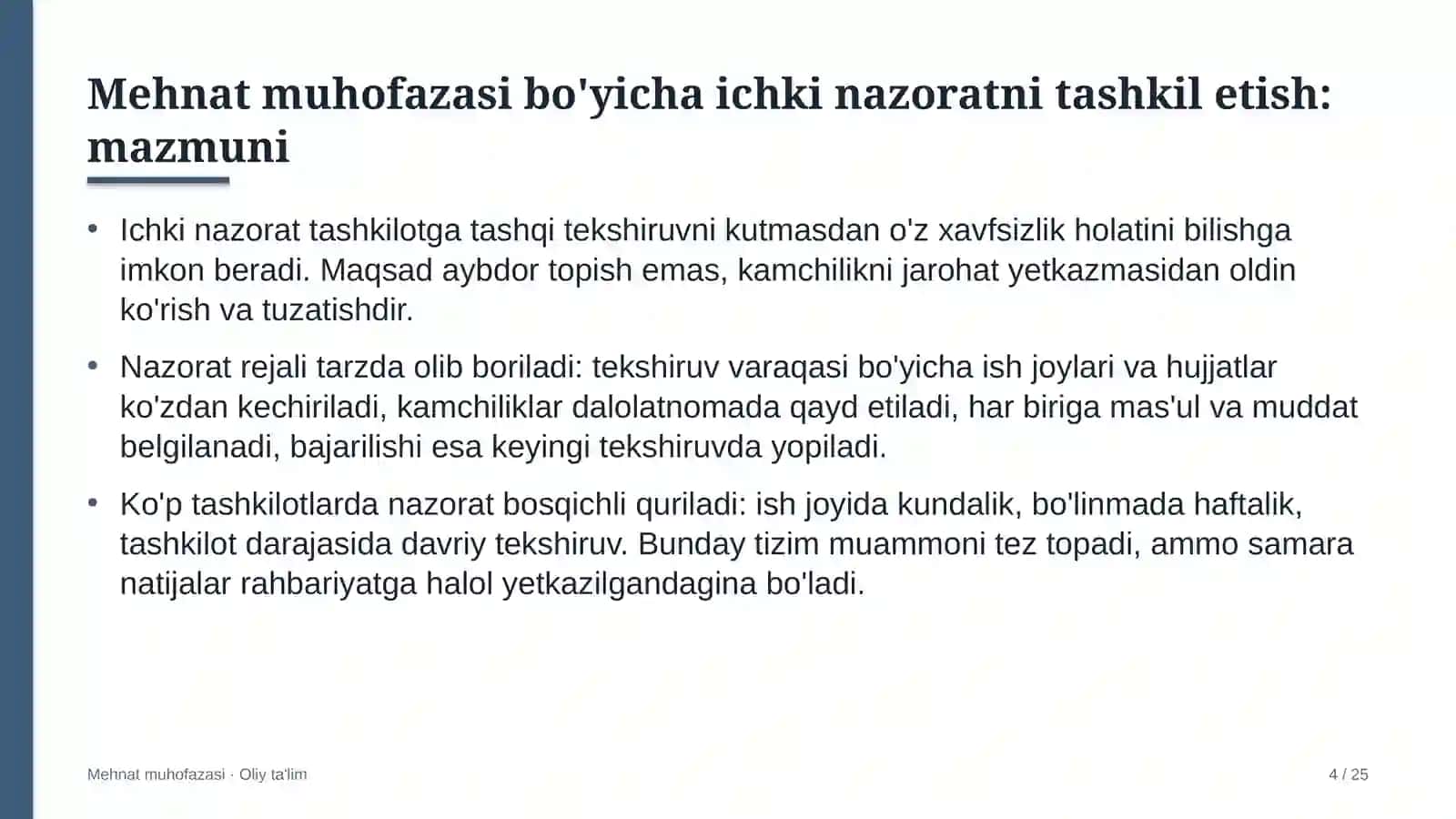 ta'lim tizimida mehnat muhofazasi bo'yicha ichki nazoratni tashkil etish 2532 4