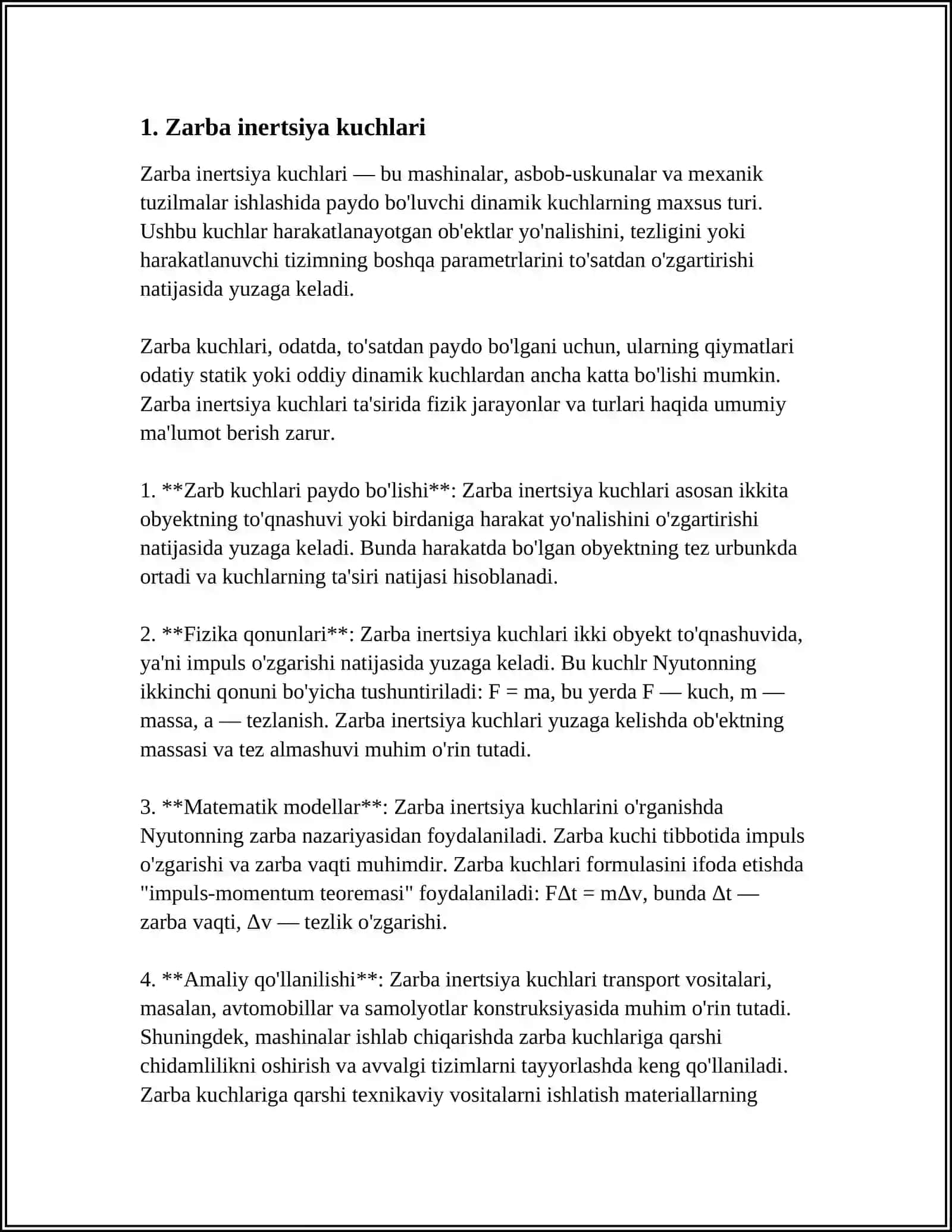 Zarba Inertsiya Kuchlari 4