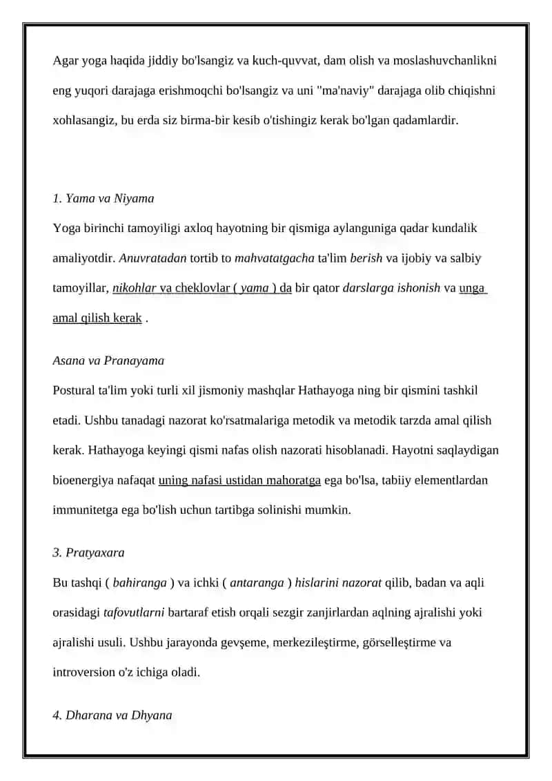 Yoga Usuli. Kelib chiqishi va hozirda qo'llanilishi 4