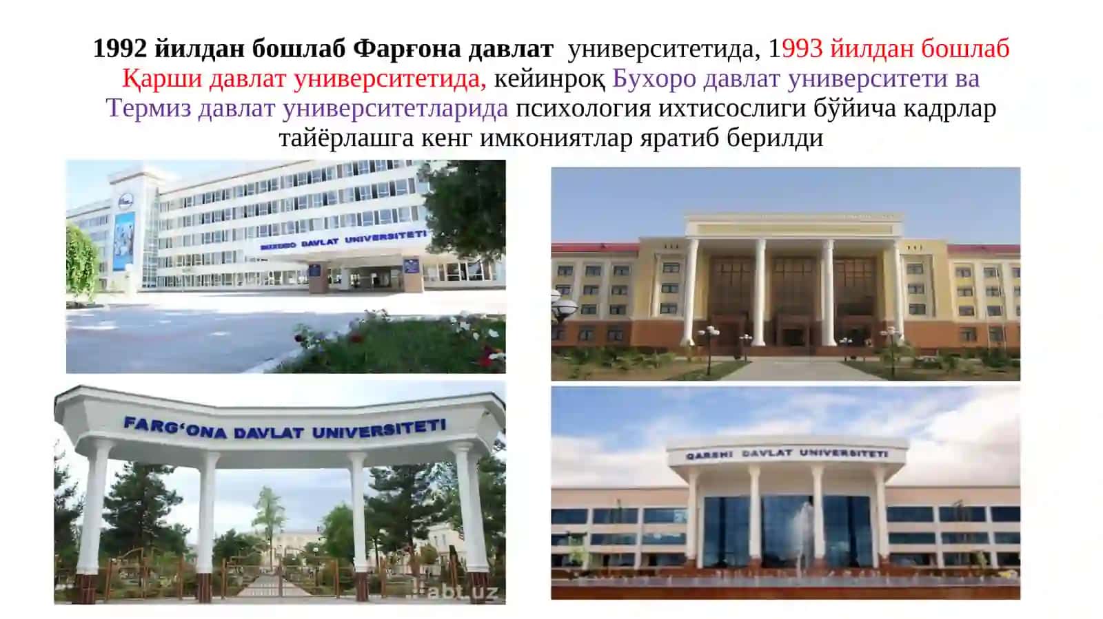 Ўзбекистонда психология фанининг ривожланиш ҳолати. Маҳаллий психология муаммолари 4