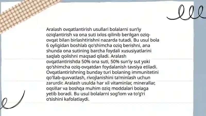 Sunʼiy ovqatlantirish va aralash ovqatlantirish asoslari 4