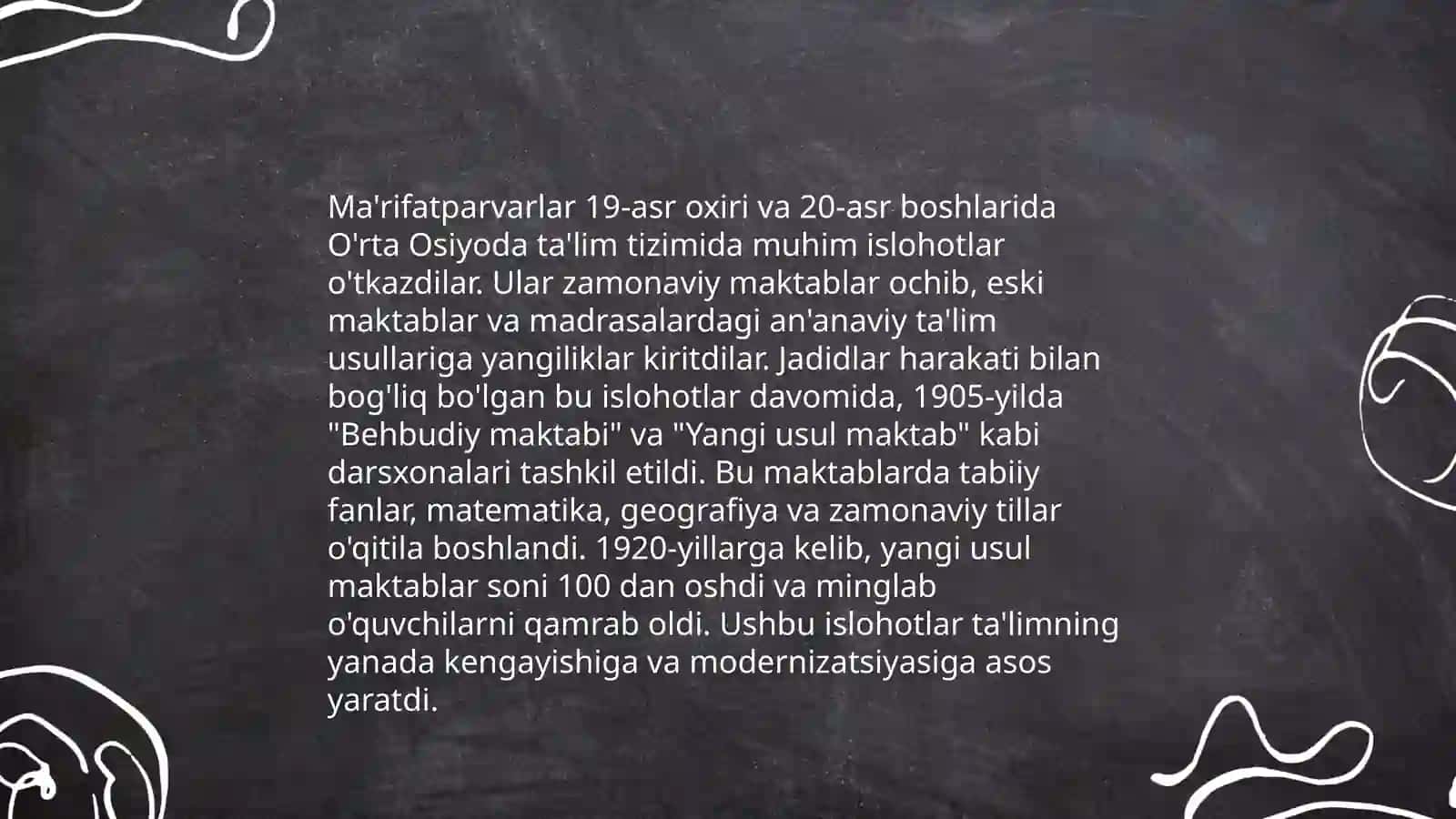 Jadid ma'rifatparvarlarning o'lka ijtimoiy-ma'naviy hayotida tutgan o'rni 4