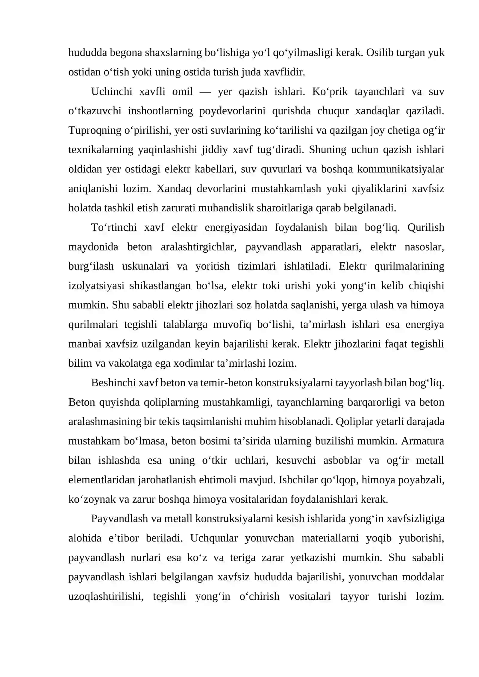 SUN'IY INSHOOTLARNI QURISHDA MEHNAT MUXOFAZASI VA TEXNIKA XAVFSIZLIGI 4