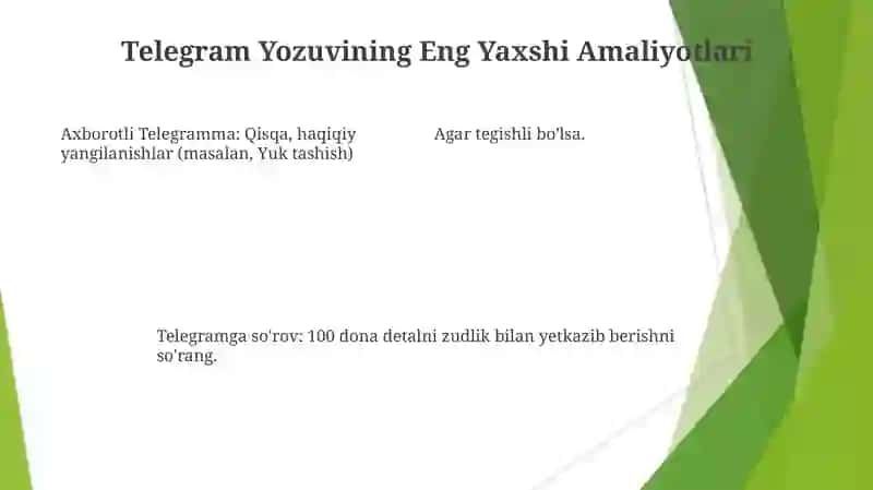 Telegramma xatlar: axborot xati iltimos xati kafolat xati zaruriy qismlari 4