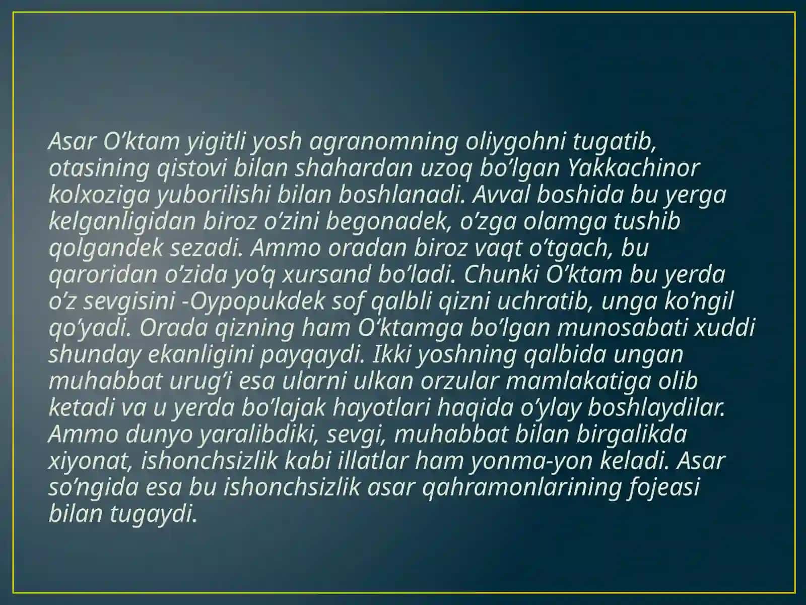 “Sevgim-sevgilim” qissasiga taqriz 4