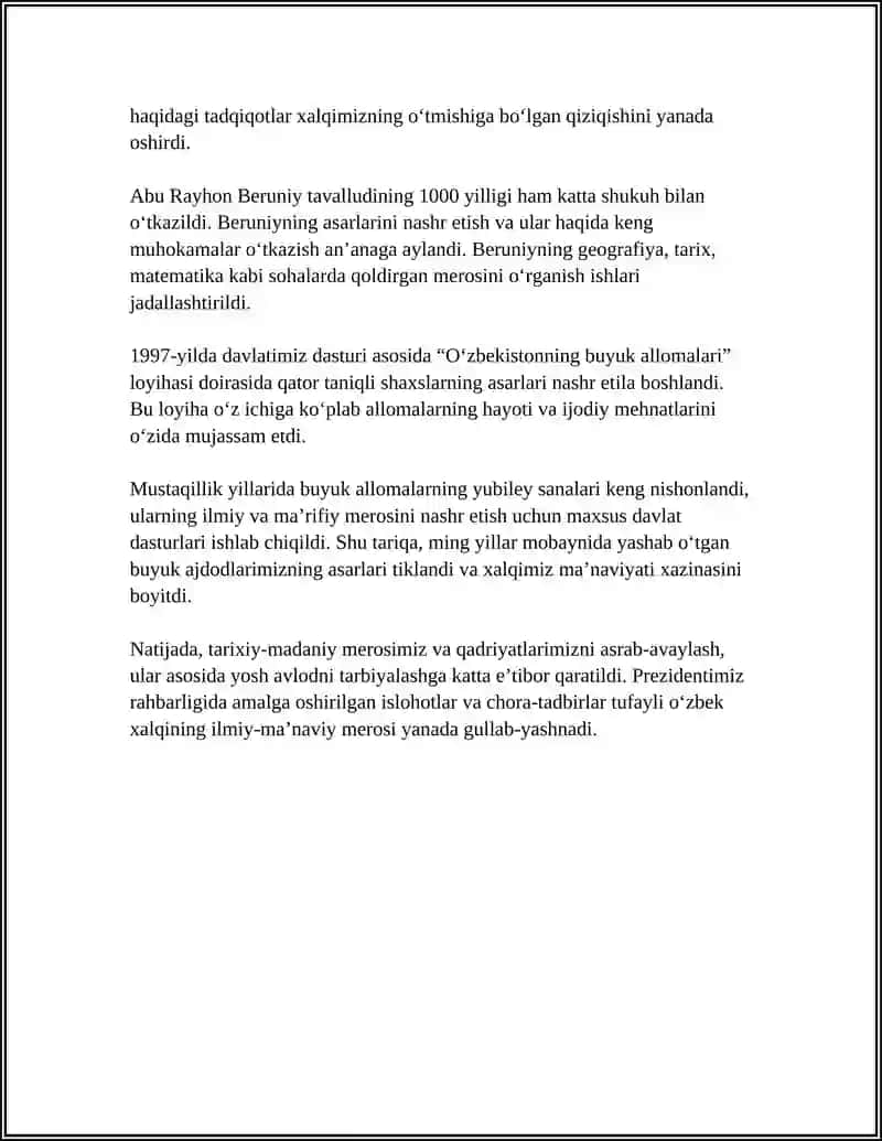 O‘zbekistonda Mustaqillik Yillarida Buyuk Allomalarning Ilmiy-Ma’naviy Merosiga Berilgan E’tibor 4