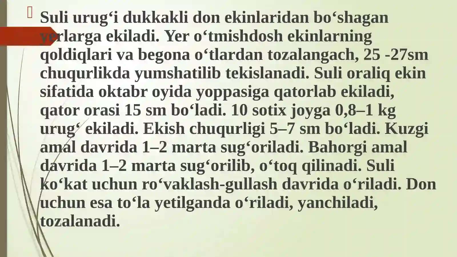 Agrokimyo va agrotuproqshunoslik yo’nalishi 401-guruh talabasi erkino va mohichehraning o`g`it qo`llash tizimi fanidan kurs ishi taqdimoti 4
