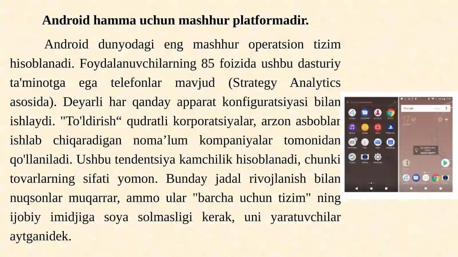 2-mavzu: Android operatsion tizim haqida tushuncha 4