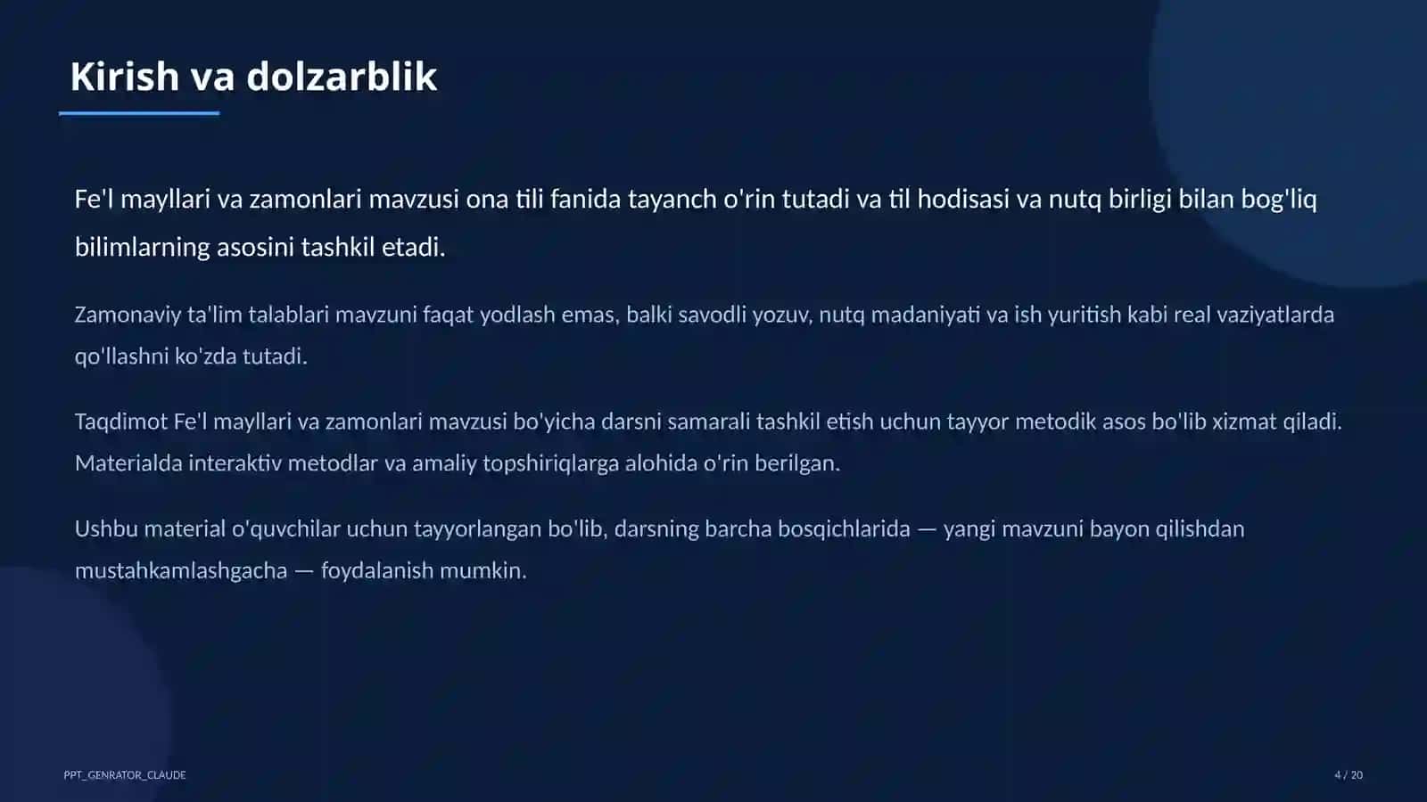 Fe'l mayllari va zamonlari (7-sinf) 4