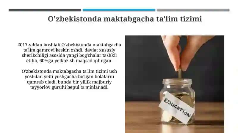 Maktabgacha ta'limni rivojlantirish va moliyaviy taminlash 4