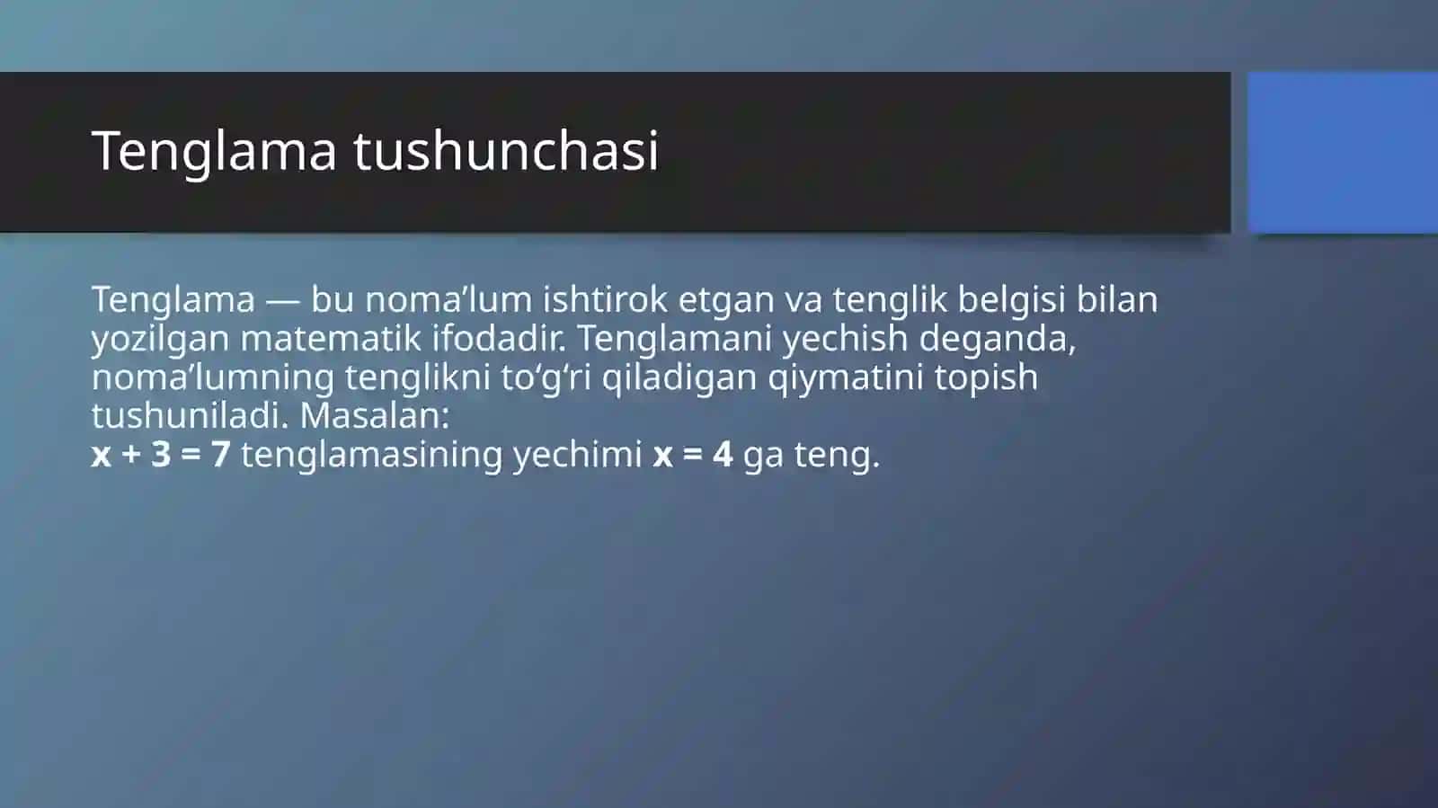 Tenglama va Tengsizliklar 4