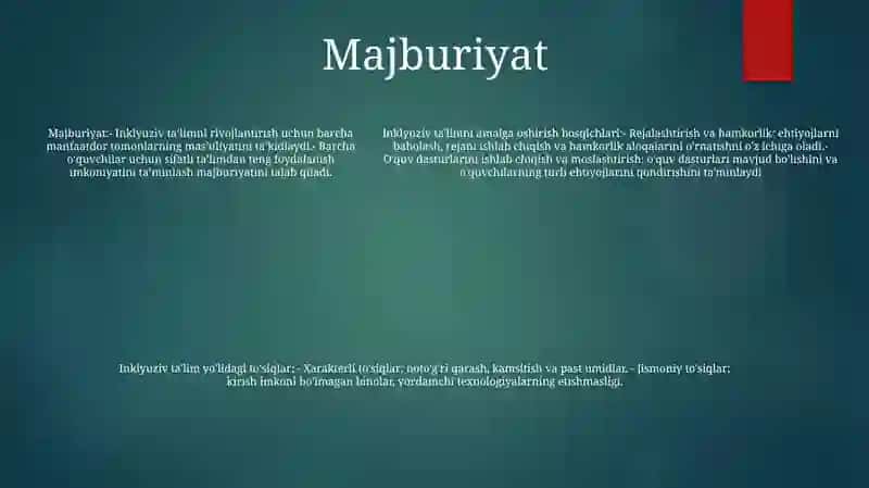 Inklyuziv Ta'limning Joriy Qilinishi Bosqichlari 4